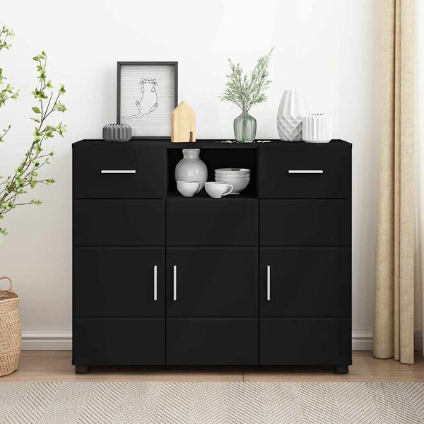 vidaXL Holzschrank Schwarz 88,5 x 30,5 x 73 cm Holzwerkstoff