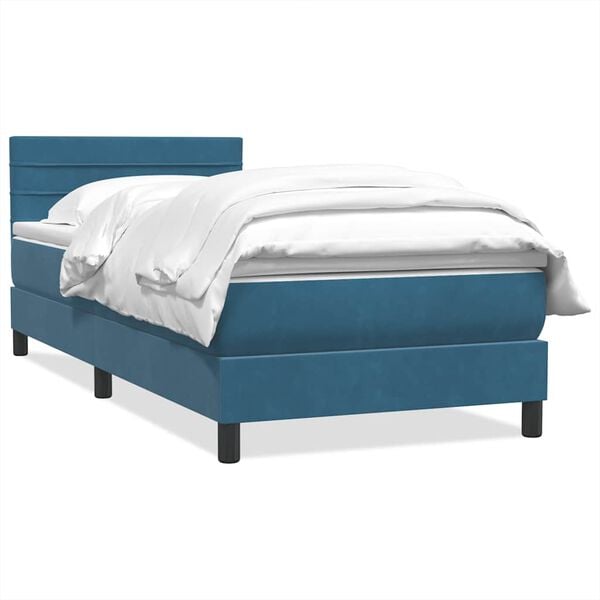 vidaXL Boxspringbett mit Matratze Dunkelblau 80x210 cm Samt