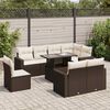 vidaXL 9-tlg. Garten-Sofagarnitur mit Kissen Braun Poly Rattan