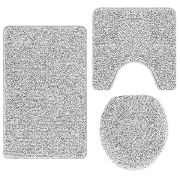 vidaXL Anti-Rutsch Badematten-Set 3 pcs Grau 50 x 50 cm PP