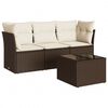 vidaXL 4-tlg. Garten-Sofagarnitur mit Kissen Braun Poly Rattan