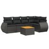 vidaXL 6-tlg. Garten-Sofagarnitur mit Kissen Schwarz Poly Rattan