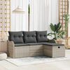 vidaXL Garten-Sofa-Set mit Kissen 4 pcs Hellgrau Poly-Rattan