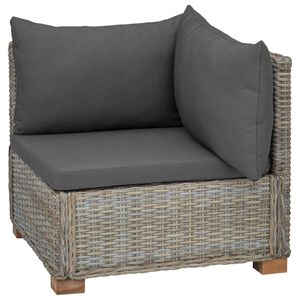 vidaXL Ecksofa mit Kissen GENDT Nat&uuml;rliches Rattan Kubu Grau