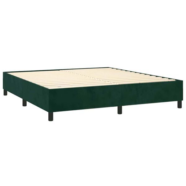 vidaXL Boxspringbett mit Matratze Dunkelgr&uuml;n 200x200 cm Samt