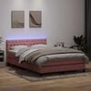 vidaXL Boxspringbett mit Matratze & LED Rosa 160x220 cm Samt