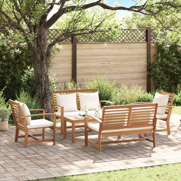vidaXL Gartensofa-set 5 pcs Natur Massivholz Teak