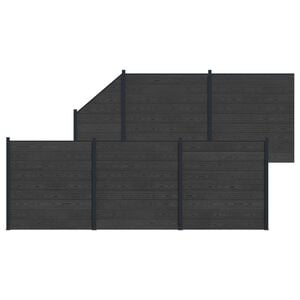 vidaXL Zaunelement 6 pcs WPC und Aluminium Schwarz