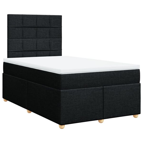 vidaXL Boxspringbett mit Matratze Schwarz 120x190 cm Stoff