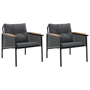 vidaXL Gartenst&uuml;hle mit Kissen 2 Stk. Schwarz Stahl