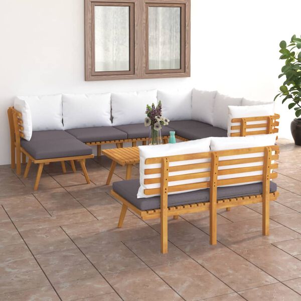 vidaXL 9-tlg. Garten-Lounge-Set mit Kissen Massivholz Akazie