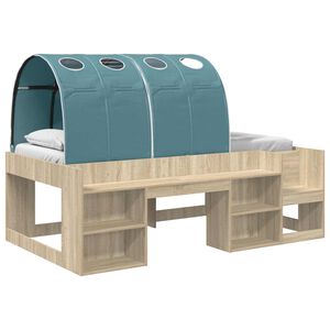 vidaXL Bett mit Tunnel 3 stk. Sonoma Eiche und Hellblau Holzwerkstoff
