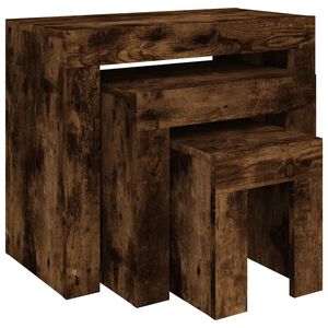 vidaXL Kaffeetische 3 Stk. Stapelbar R&auml;uchereiche Holzwerkstoff