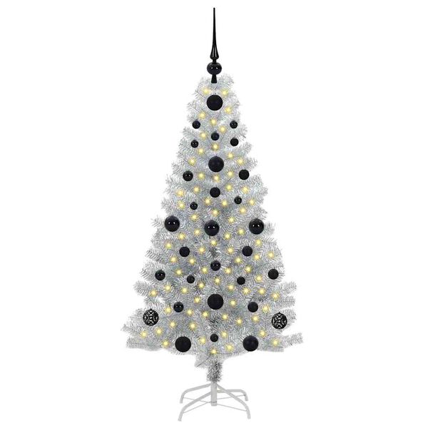 vidaXL Weihnachtsbaum mit 150 LEDs mit St&auml;nder Silber 120 cm PET