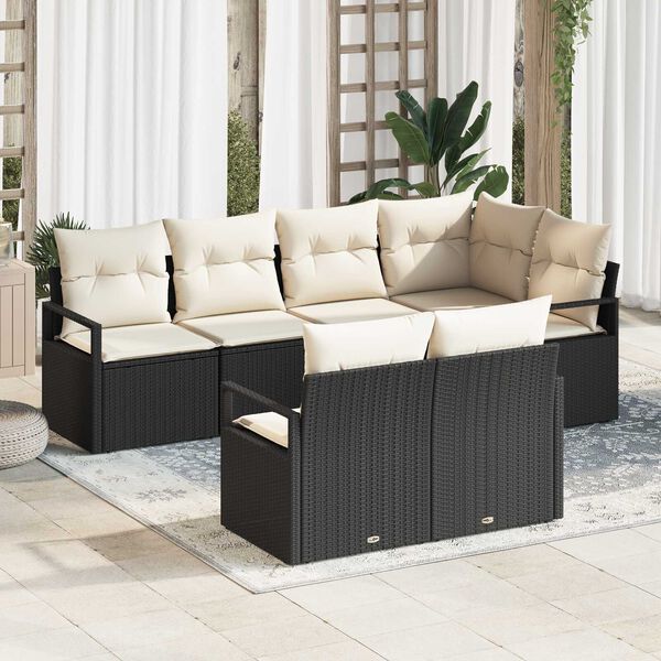 vidaXL Sofa Set 7 pcs Schwarz Poly-Rattan