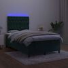 vidaXL Boxspringbett mit Matratze & LED Dunkelgr&uuml;n 120x190 cm Samt