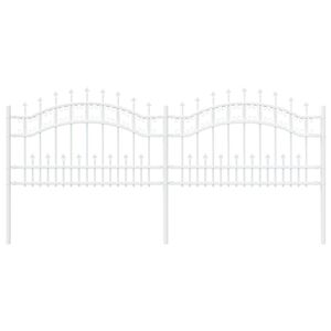 vidaXL Gartenzaun KAMPEN 240 x 118 cm Pulverbeschichteter Stahl Wei&szlig;