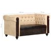 vidaXL Chesterfield-Sofa 2-Sitzer Braun Echtleder