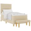 vidaXL Boxspringbett mit Matratze mit Kopfteil Creme 90 x 190 cm Stoff