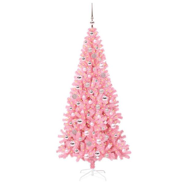 vidaXL Weihnachtsbaum mit 300 LEDs mit St&auml;nder Rosa 210 cm PVC