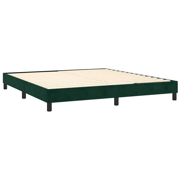 vidaXL Boxspringbett mit Matratze Dunkelgr&uuml;n 160x200 cm Samt