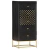 vidaXL Schubladenschrank Schwarz Golden 45x30x105cm Mangoholz