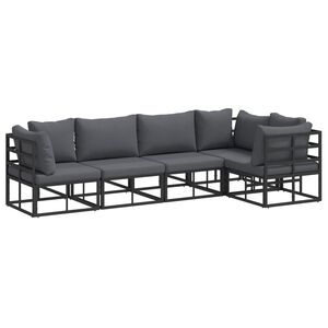 vidaXL Gartensofa-set mit Kissen 5 pcs Schwarz Aluminium
