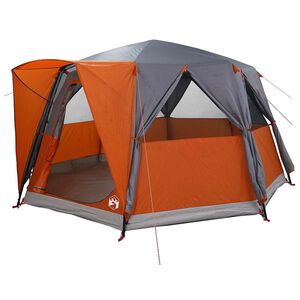 vidaXL Zelt f&uuml;r 6 Personen mit Dach Grau und Orange 425 x 396 x 222 cm