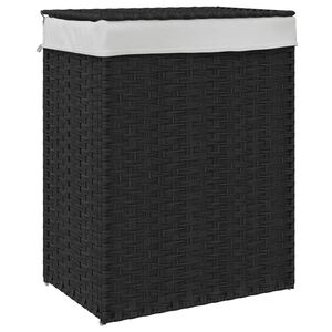 vidaXL W&auml;schekorb mit Deckel Schwarz 46x33x60 cm Poly Rattan