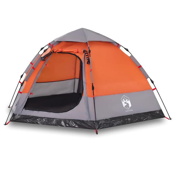 vidaXL Campingzelt 4 Personen Grau und Orange Quick Release