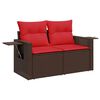 vidaXL Gartensofa mit Kissen 2-Sitzer Braun Poly Rattan