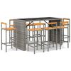 vidaXL 7-tlg. Gartenbar-Set Grau Poly Rattan & Massivholz Akazie