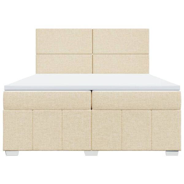 vidaXL Boxspringbett mit Matratze Creme 200x200 cm Stoff