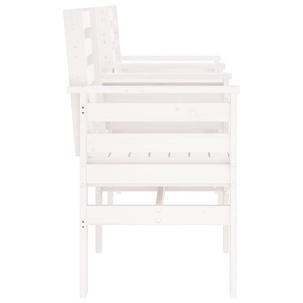 vidaXL Gartenbank mit Tisch 2-Sitzer Weiß Massivholz Kiefer