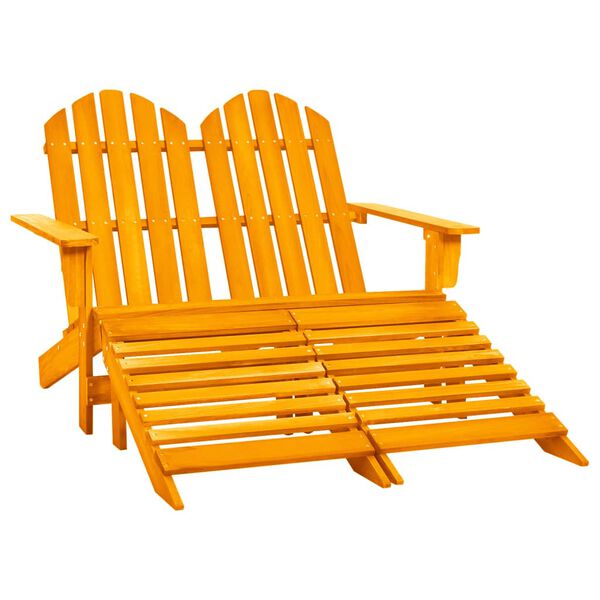 vidaXL Adirondack-Gartenbank 2-Sitzer mit Fußteil Tannenholz Orange