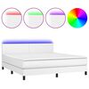 vidaXL Boxspringbett mit Matratze & LED Wei&szlig; 160x200 cm Kunstleder
