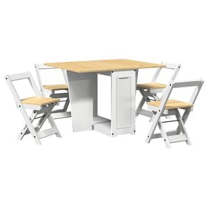 vidaXL 5-tlg. Butterfly-Esstisch-Set Corona Wei&szlig; Kiefernholz