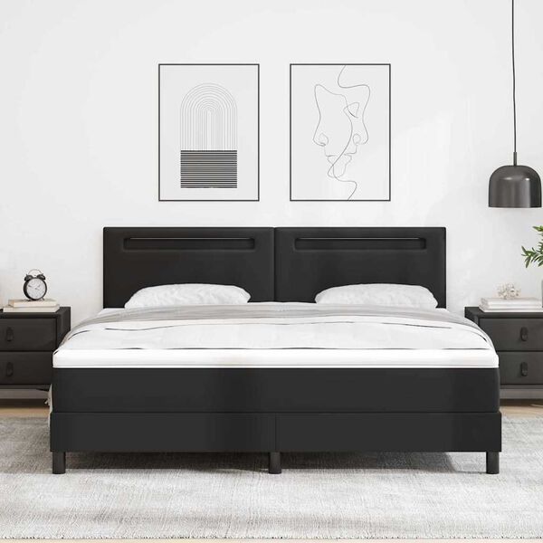 vidaXL Boxspringbett mit Matratze Schwarz 180 x 200 cm Kunstleder