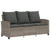 vidaXL Gartensofa 3-Sitzer mit Kissen & Tisch Grau Poly Rattan