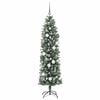 vidaXL K&uuml;nstlicher schlanker Weihnachtsbaum Gr&uuml;n und Wei&szlig; 180 cm