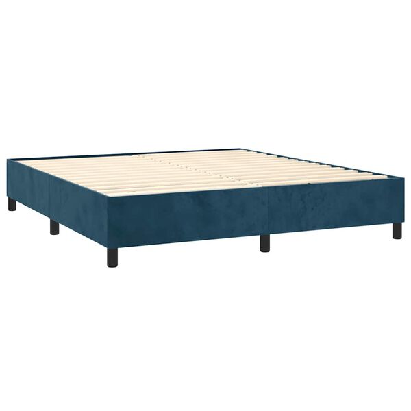 vidaXL Boxspringbett mit Matratze Dunkelblau 160x200 cm Samt