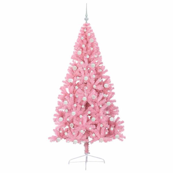 vidaXL K&uuml;nstlicher vorbeleuchteter Weihnachtsbaum Rosa 210 cm PVC