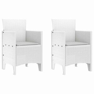 vidaXL Gartenstuhl mit Kissen 2 pcs Wei&szlig; 53 x 49 x 85 cm Polypropylen