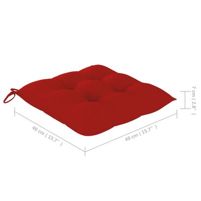 vidaXL Gartenstühle mit Roten Kissen 6 Stk. Massivholz Teak