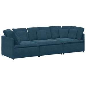 vidaXL Modulares Sofa mit Kissen Samt Blau