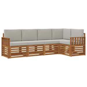 vidaXL Outdoor-Sofagarnitur 5 stk. 5-Sitzer Natur und Hellgrau