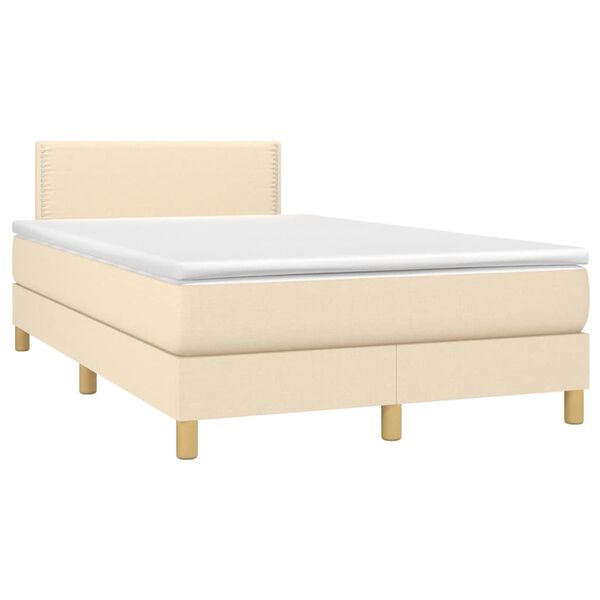 vidaXL Boxspringbett mit Matratze Creme 120x190 cm Stoff