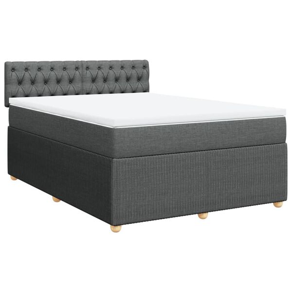 vidaXL Boxspringbett mit Matratze Dunkelgrau 140x190 cm Stoff