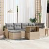 vidaXL Garten-Sofa-Set mit Kissen mit Speicher 7 pcs Beige Poly Rattan