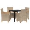 vidaXL Garten Essgruppe 5 Stk. Beige Poly-Rattan